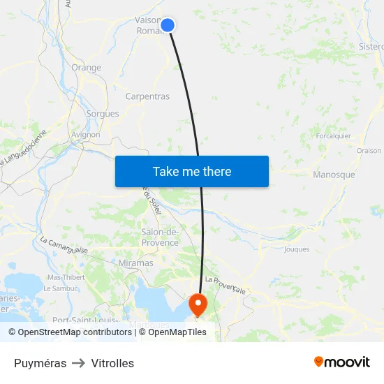 Puyméras to Vitrolles map