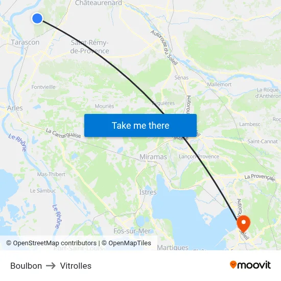 Boulbon to Vitrolles map