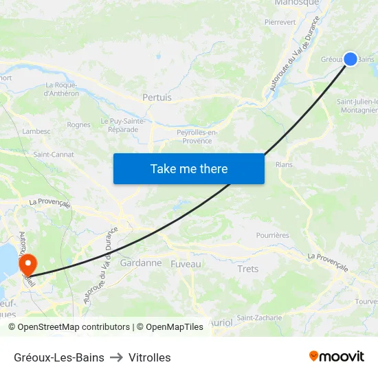 Gréoux-Les-Bains to Vitrolles map