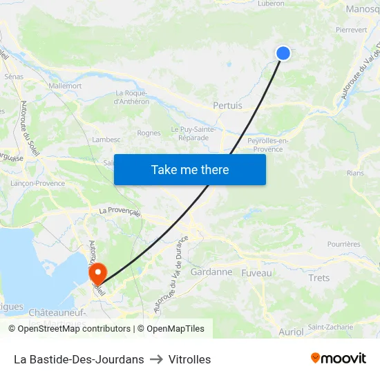La Bastide-Des-Jourdans to Vitrolles map