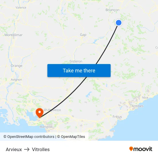 Arvieux to Vitrolles map