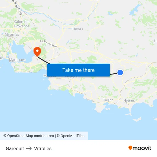 Garéoult to Vitrolles map
