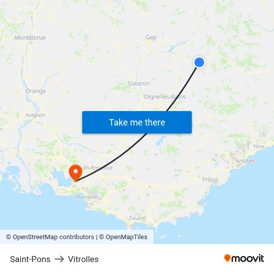 Saint-Pons to Vitrolles map