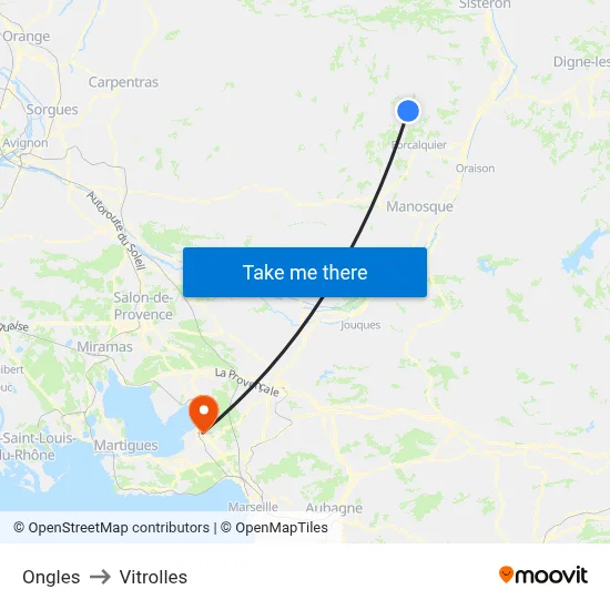 Ongles to Vitrolles map
