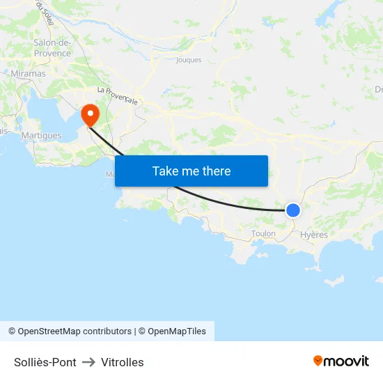 Solliès-Pont to Vitrolles map
