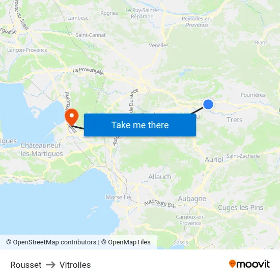 Rousset to Vitrolles map