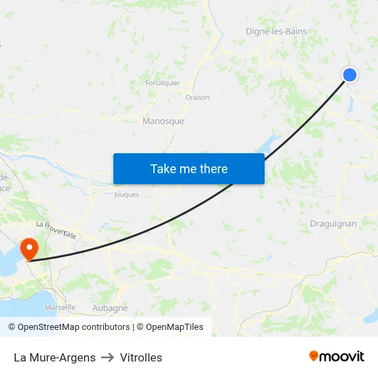 La Mure-Argens to Vitrolles map