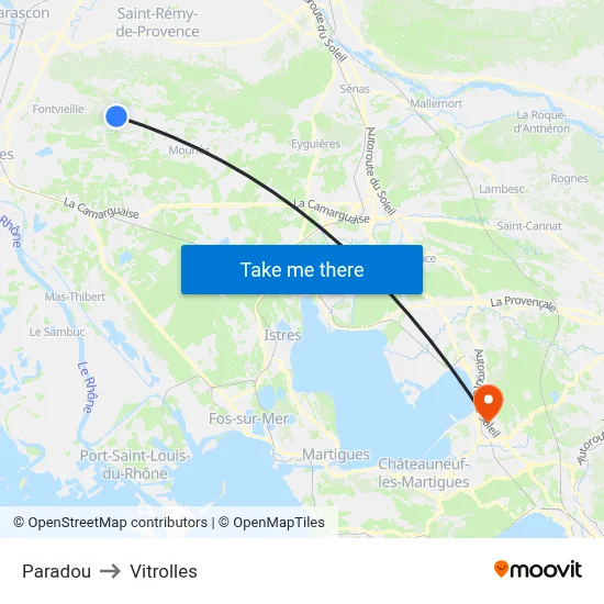 Paradou to Vitrolles map
