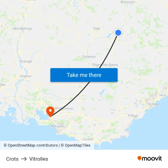 Crots to Vitrolles map
