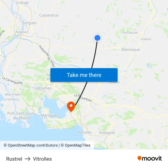 Rustrel to Vitrolles map