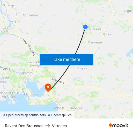 Revest-Des-Brousses to Vitrolles map