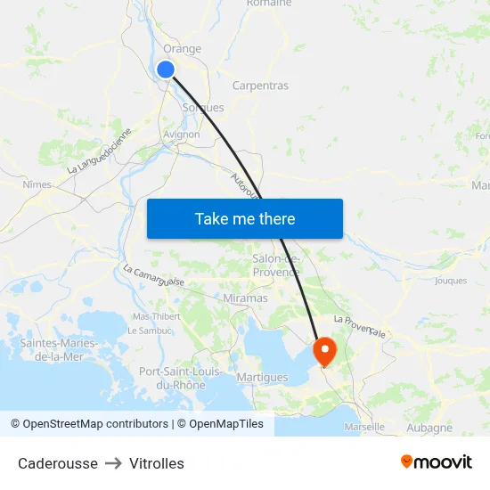 Caderousse to Vitrolles map