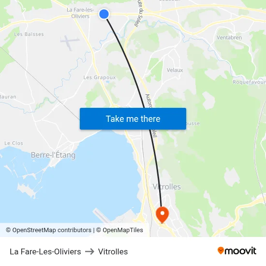 La Fare-Les-Oliviers to Vitrolles map