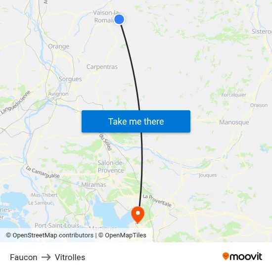 Faucon to Vitrolles map