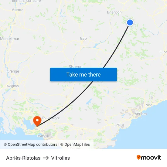 Abriès-Ristolas to Vitrolles map
