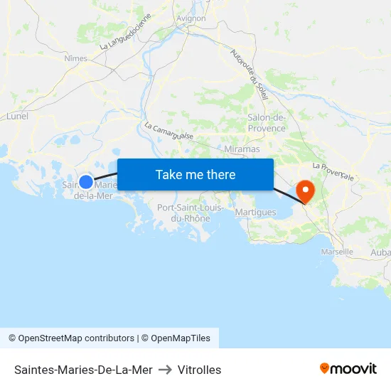 Saintes-Maries-De-La-Mer to Vitrolles map