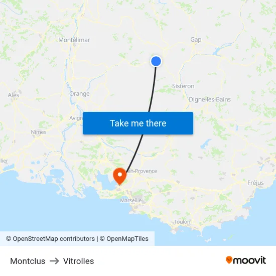 Montclus to Vitrolles map