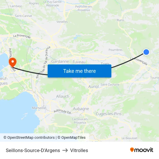 Seillons-Source-D'Argens to Vitrolles map