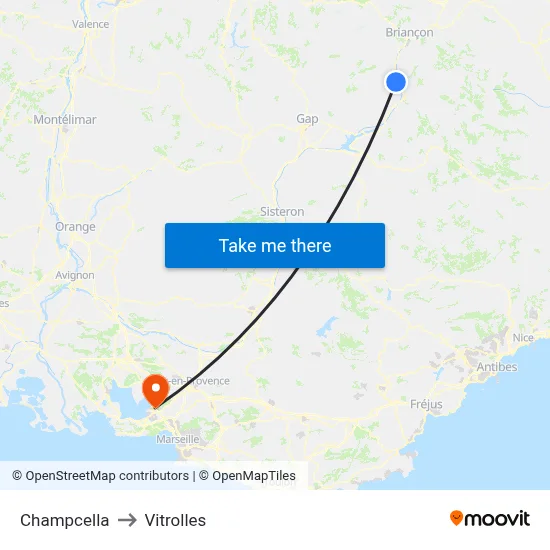 Champcella to Vitrolles map