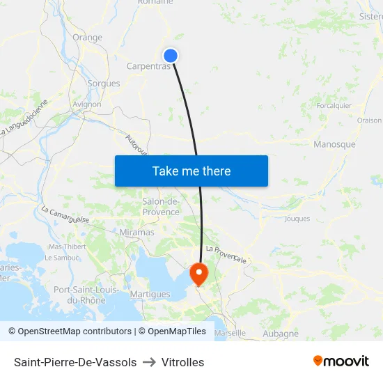 Saint-Pierre-De-Vassols to Vitrolles map