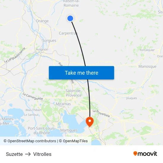 Suzette to Vitrolles map