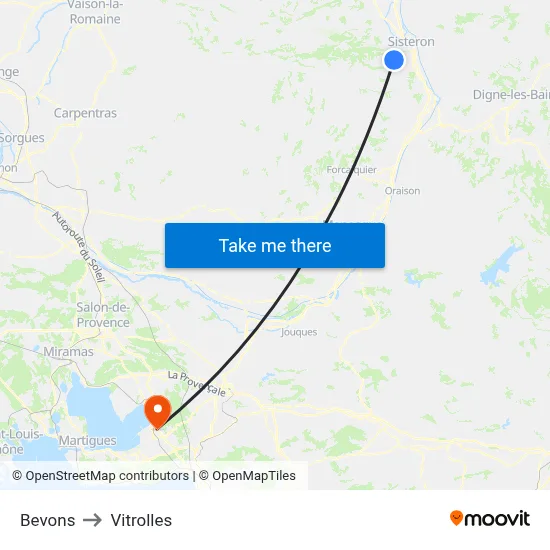 Bevons to Vitrolles map