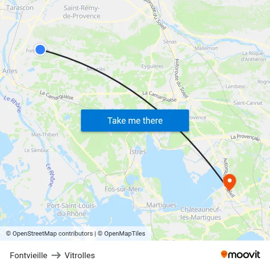 Fontvieille to Vitrolles map