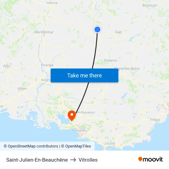 Saint-Julien-En-Beauchêne to Vitrolles map