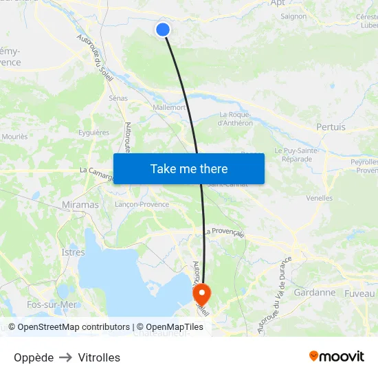 Oppède to Vitrolles map