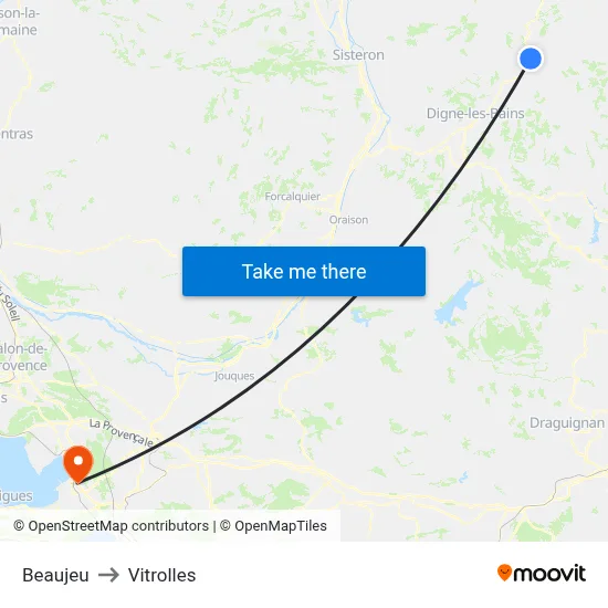 Beaujeu to Vitrolles map
