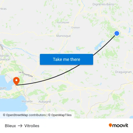 Blieux to Vitrolles map