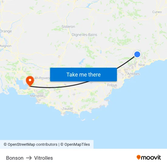 Bonson to Vitrolles map