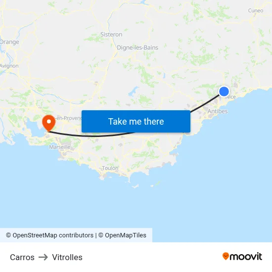 Carros to Vitrolles map