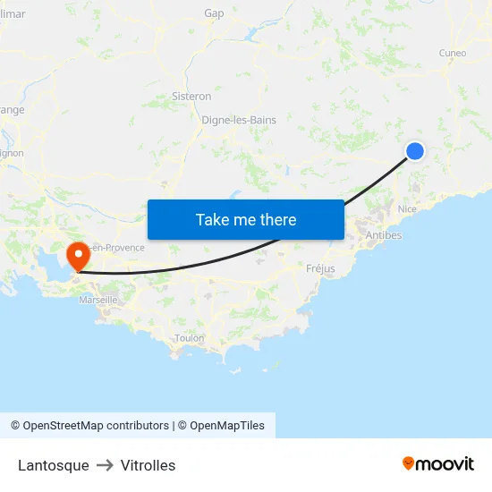 Lantosque to Vitrolles map