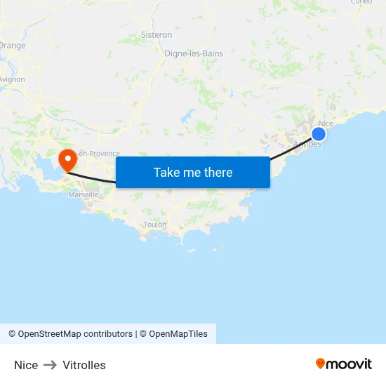 Nice to Vitrolles map