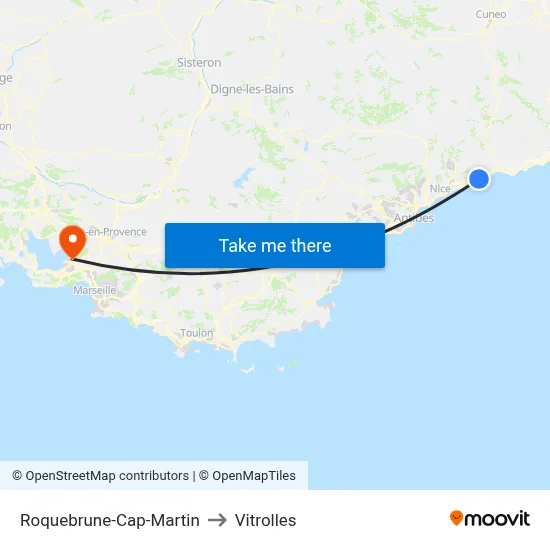 Roquebrune-Cap-Martin to Vitrolles map