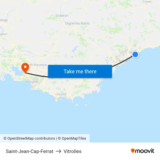 Saint-Jean-Cap-Ferrat to Vitrolles map