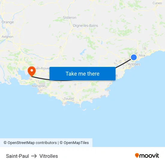 Saint-Paul to Vitrolles map