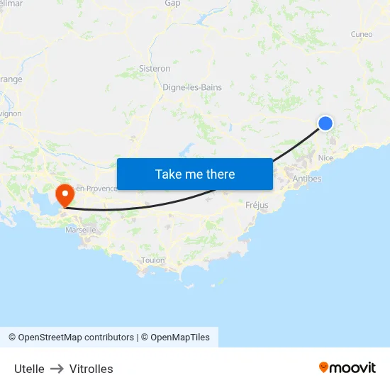 Utelle to Vitrolles map