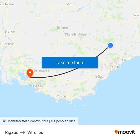 Rigaud to Vitrolles map