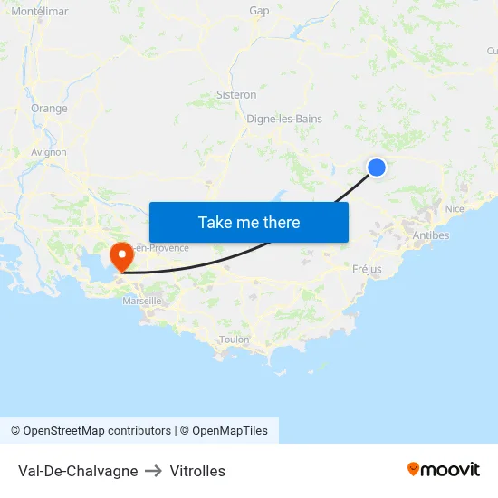 Val-De-Chalvagne to Vitrolles map