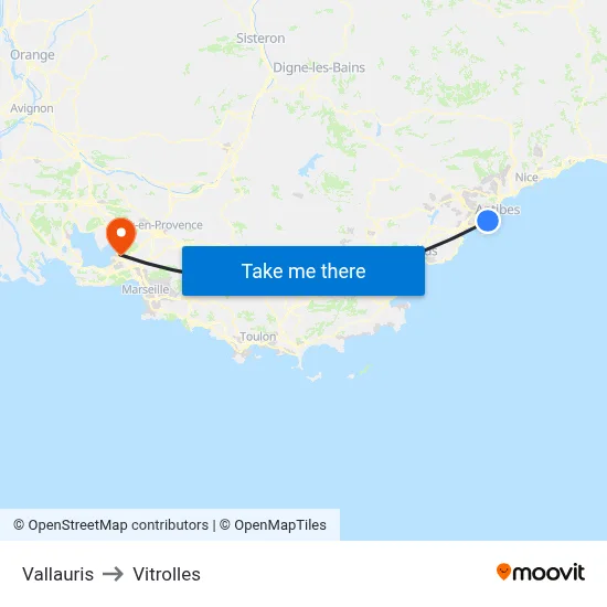 Vallauris to Vitrolles map