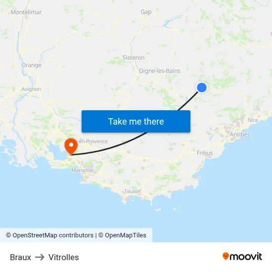 Braux to Vitrolles map