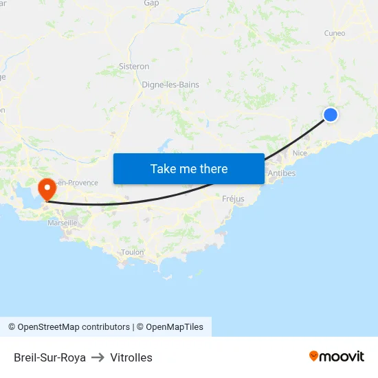 Breil-Sur-Roya to Vitrolles map