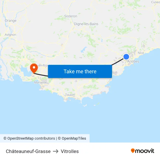 Châteauneuf-Grasse to Vitrolles map