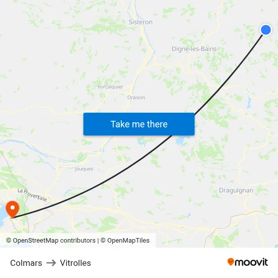 Colmars to Vitrolles map
