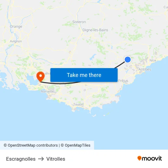 Escragnolles to Vitrolles map