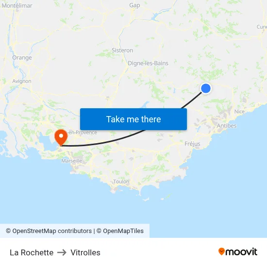La Rochette to Vitrolles map