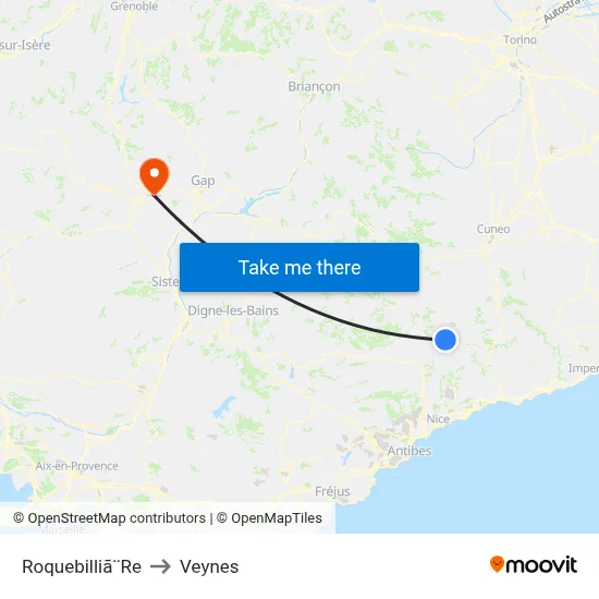 Roquebilliã¨Re to Veynes map