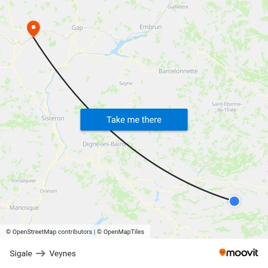 Sigale to Veynes map
